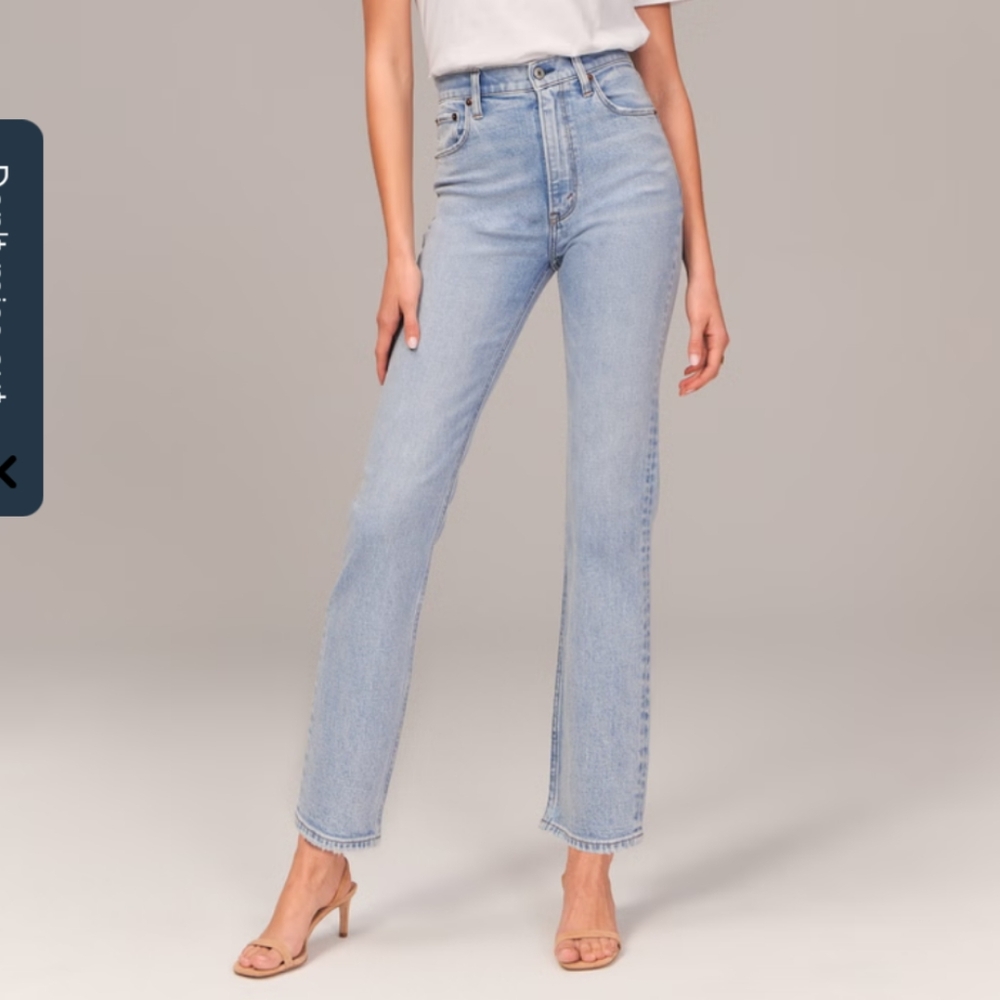 Abercrombie Ultra High Rise Ankle Straight Jeans In Light Blue Size 25